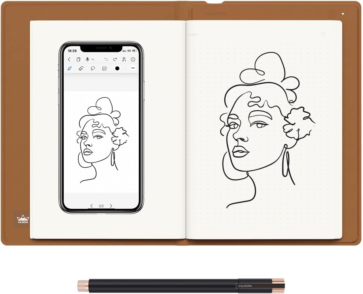 Графический планшет Huion Note X10, формат A5, Bluetooth 5.0, 18 часов автономной работы, USB Type-C, черный