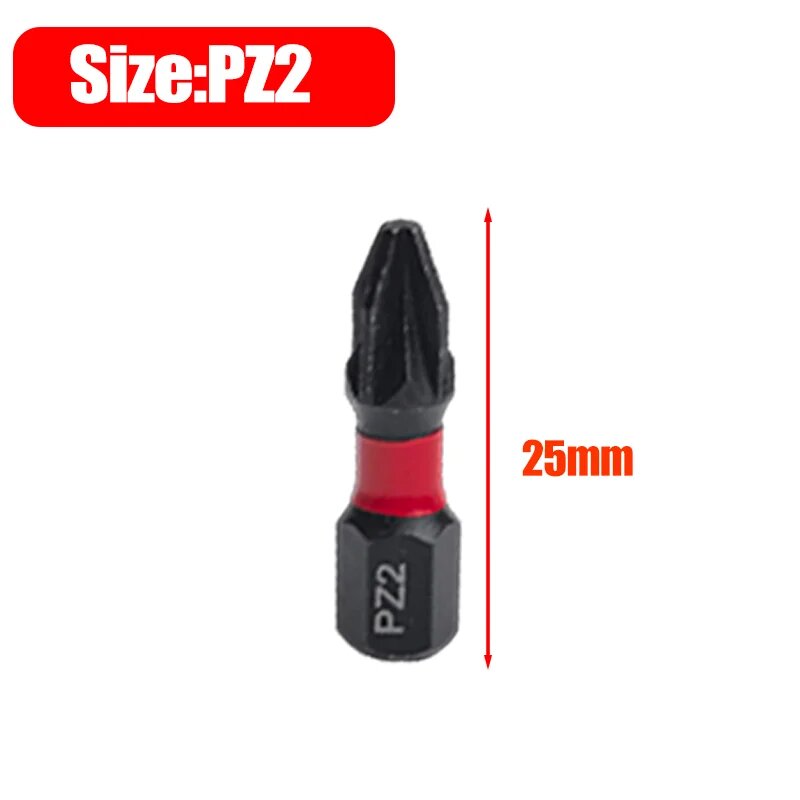 Магнитные биты для шуруповерта S2 черный/красный набор PZ1/PZ2/PZ3 1PC, PZ2