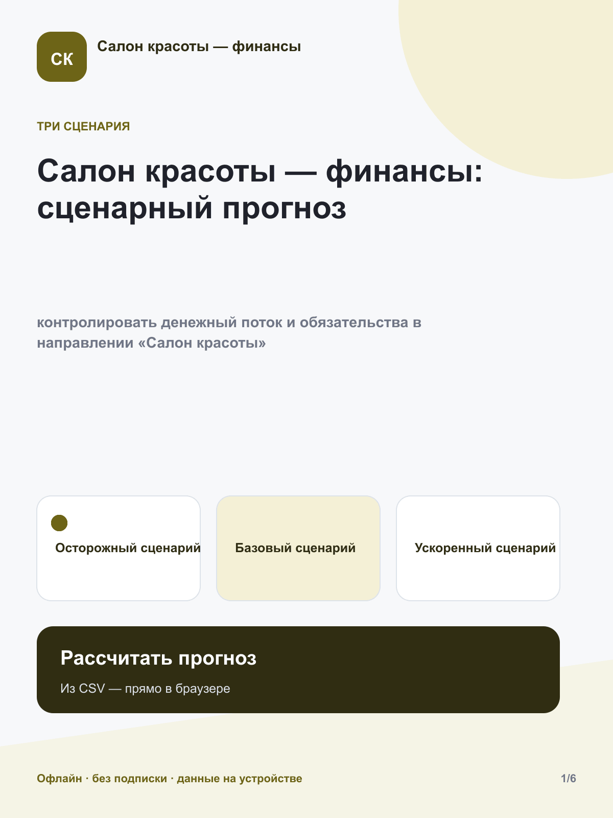 Салон красоты — финансы: сценарный прогноз