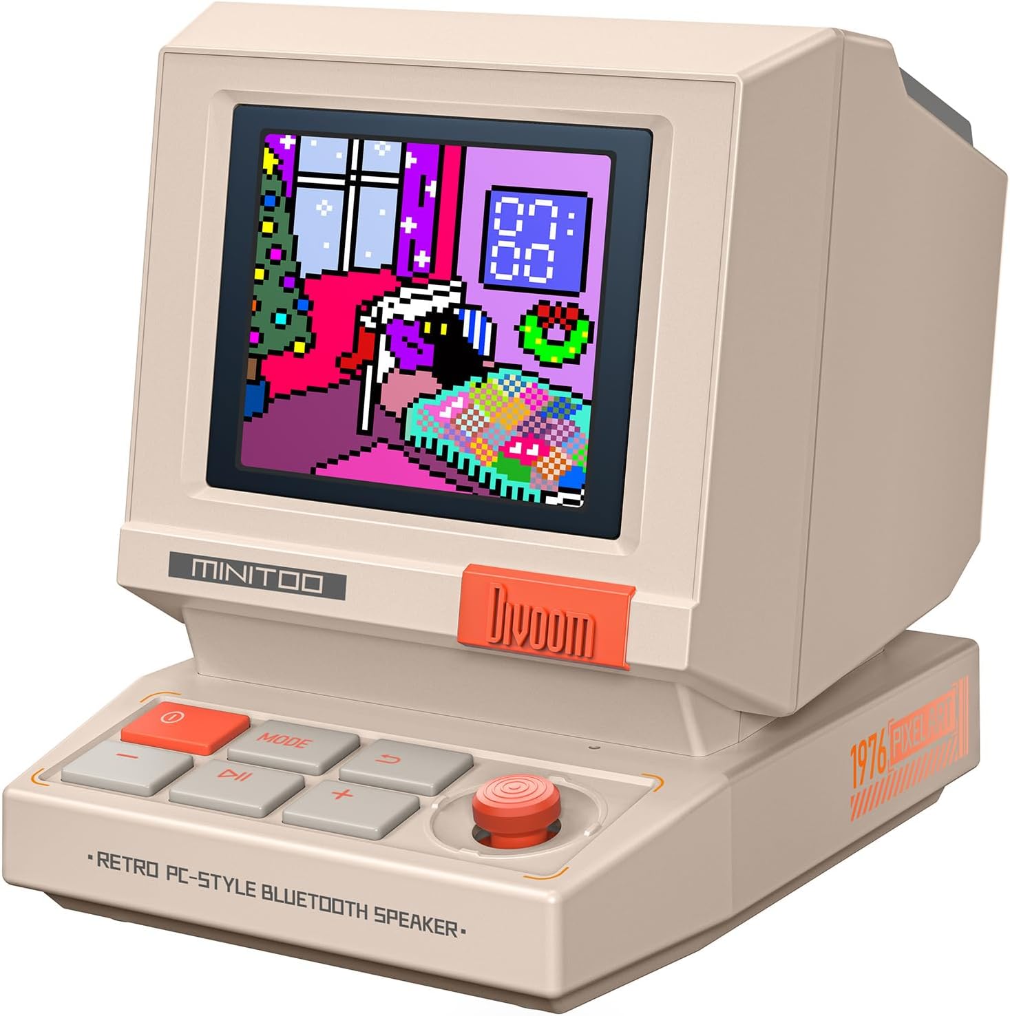Bluetooth-колонка Divoom MiniToo Retro с пиксельным дисплеем, часами и будильником с управлением через приложение, белым шумом,