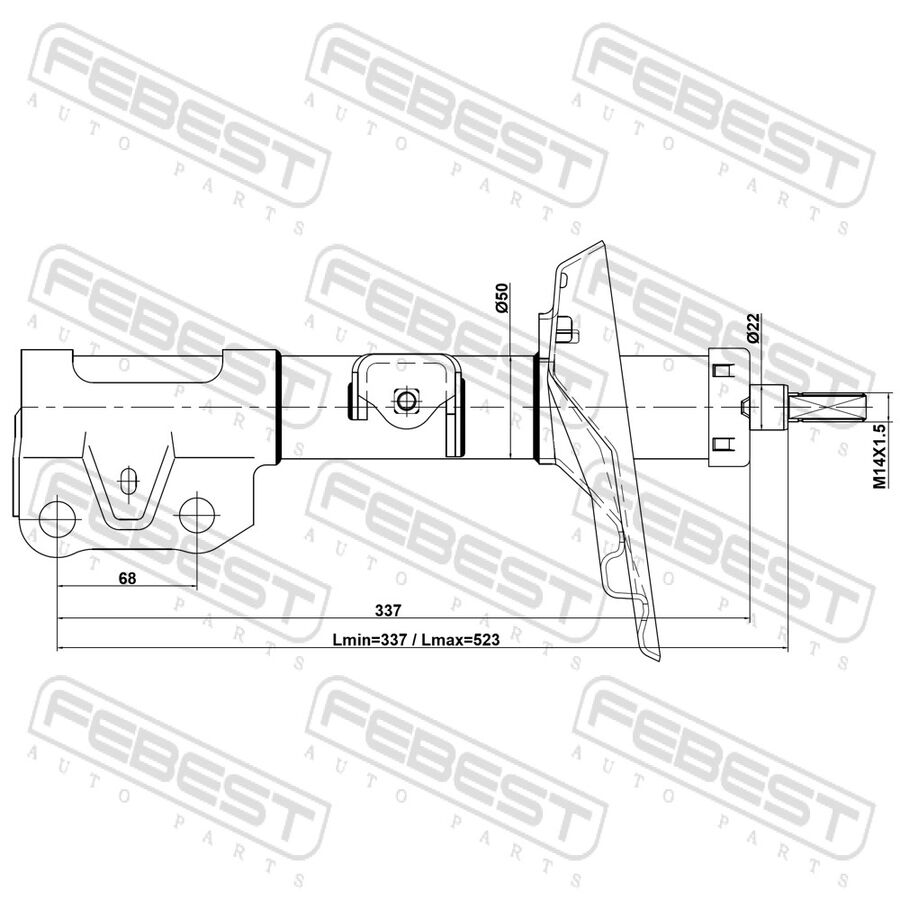 Амортизатор передний правый gas.twin tube (FEBEST 01110-001FR)