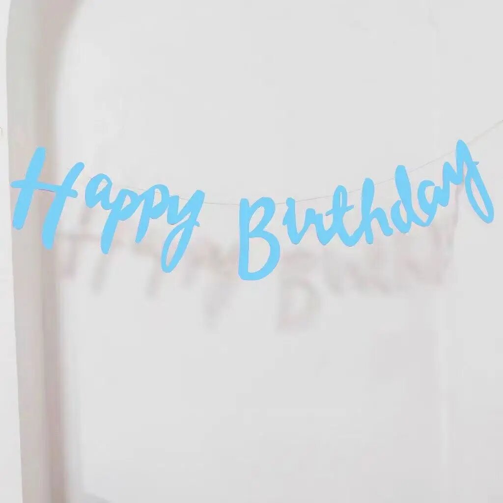 Синяя бумажная гирлянда Happy Birthday