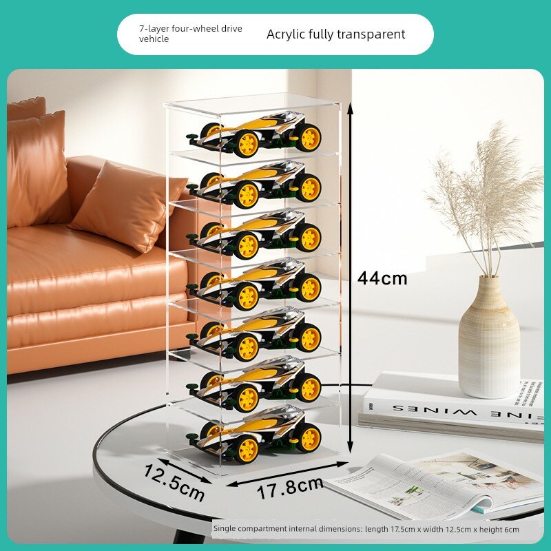 Семиъярусный футляр для модели Mini 4WD с полным прозрачным акрилом, готовый к использованию (готовая отправка)