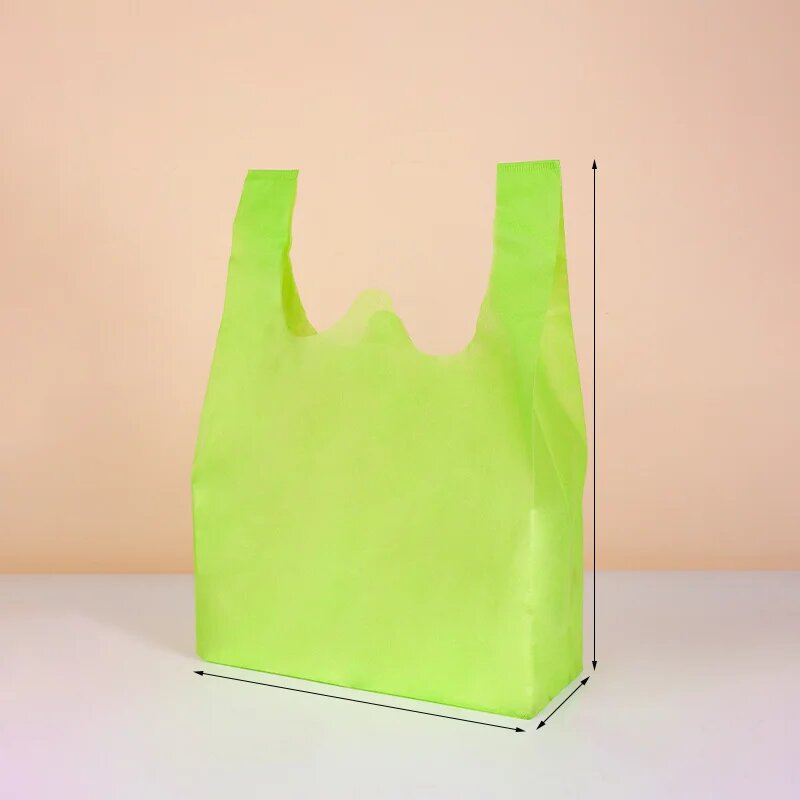 50 нетканых сумок-жилеток для покупок Зеленый, светло-зеленый, 50pcs blank bags, 35x60x16cm