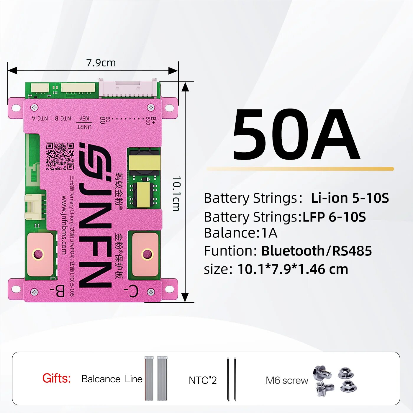 BMS 50A Li-ion 5-10S/LFP 6-10S Bluetooth