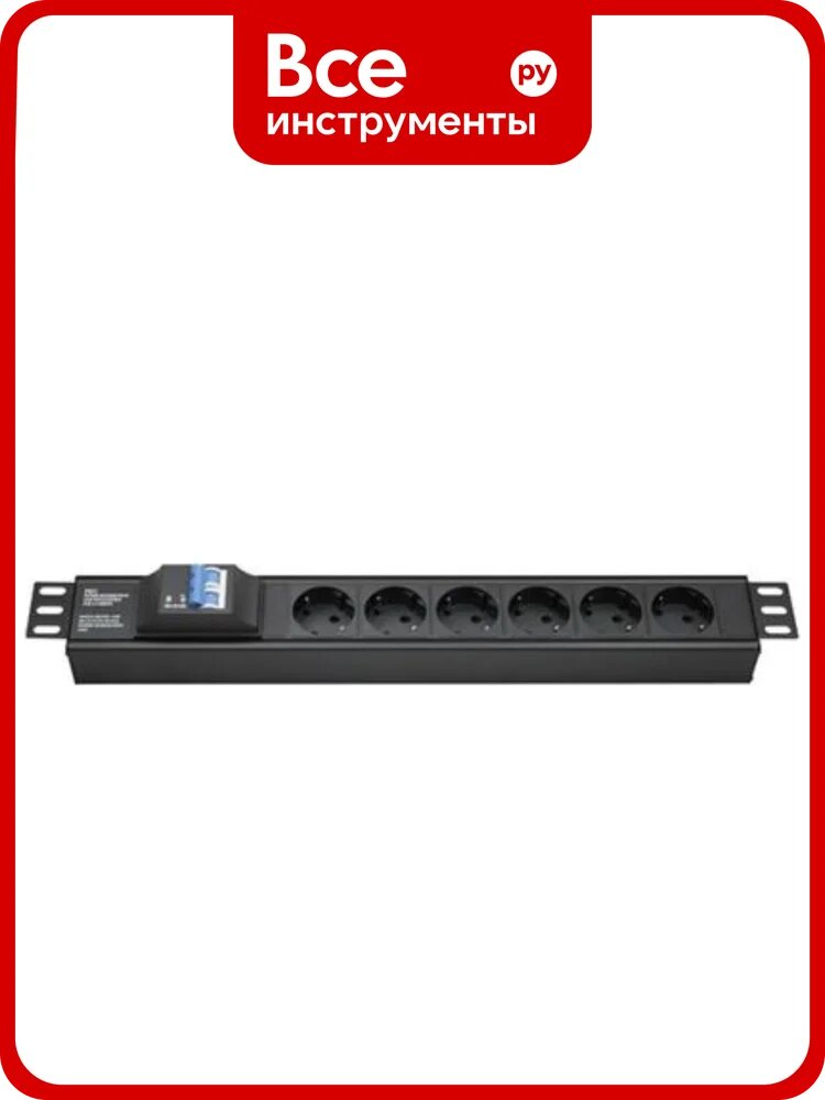 Блок распределения питания DKC (pdu) 19" 16a с автоматом 2p, вых:6 schuko, вх: schuko R519SH6CB