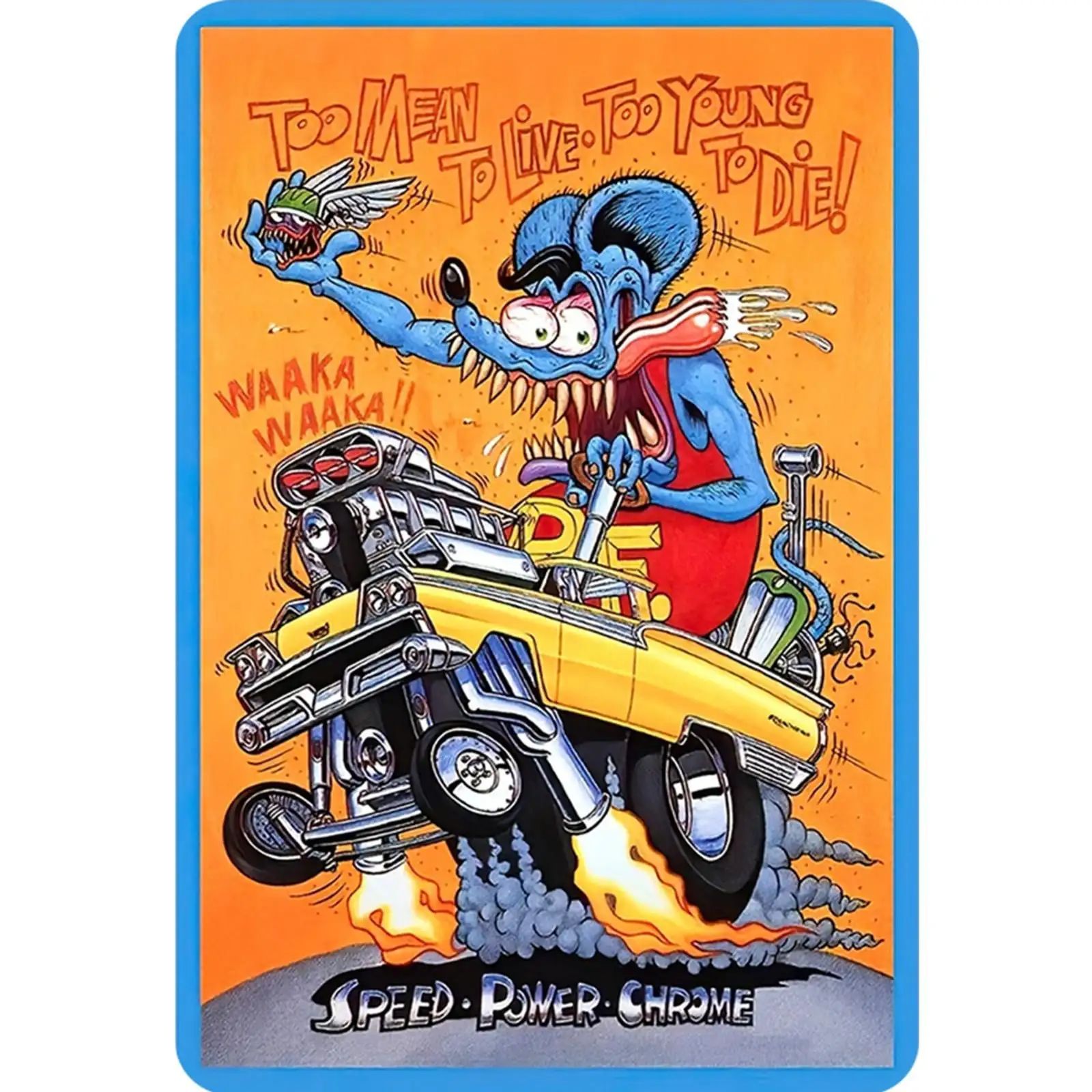 Металлическая картина Rat Fink, прямоугольная, 20 30 см, матовая водонепроницаемая