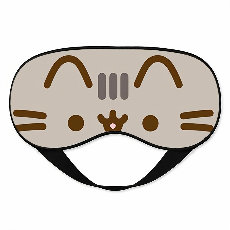 Маска-повязка на глаза для сна с узором в виде милого кота каомодзи, 1 шт, с регулируемым ремешком, мягкая удобная дышащая, для дневного сна, путешествий и отдыха в офисе, подходит для подарка