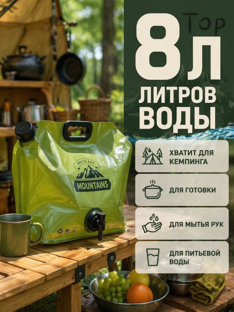 1 штука8 л Наружная складная сумка для хранения воды
