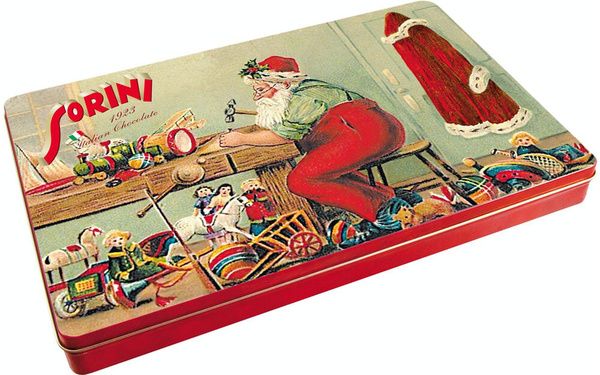 Конфеты SORINI 468223 из мол. шок. c пралине и злаками Santa's lab /жесть/ 320г