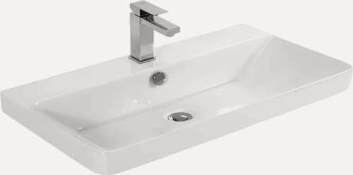 Изображение товара Мебельная раковина Aquanet Sanovit Luxury 80 накладная, фаянсовая, со встроенным сливом-переливом, белая, раковина для ванной, прямоугольная