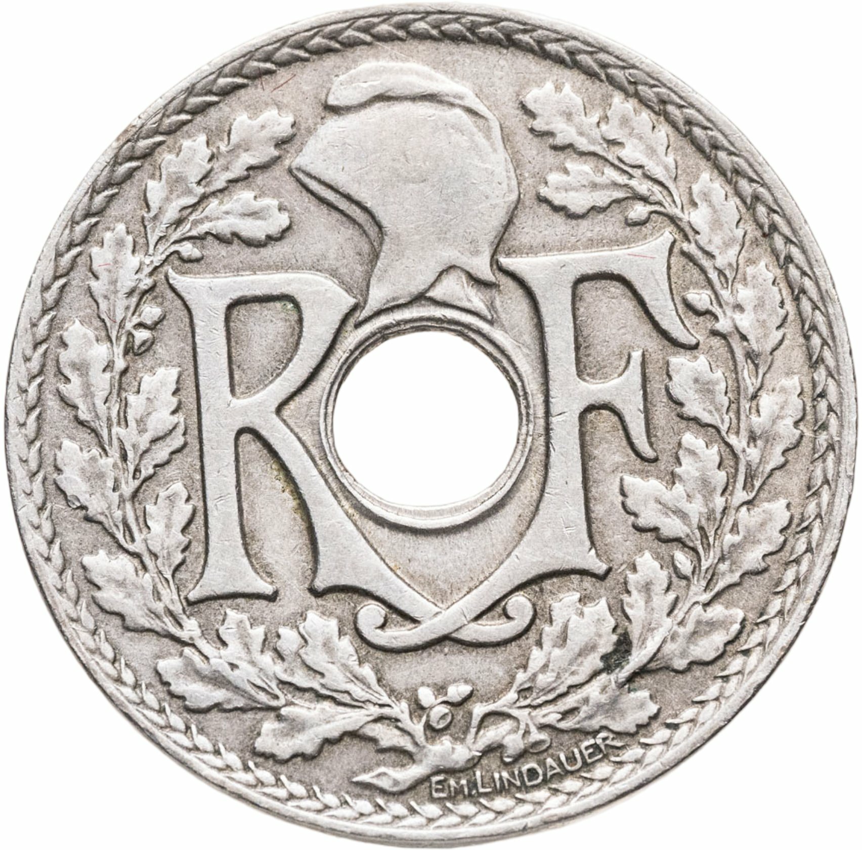 Франция 25 сантимов centimes 1923, Мельхиор медь-никель, в сохранности VF