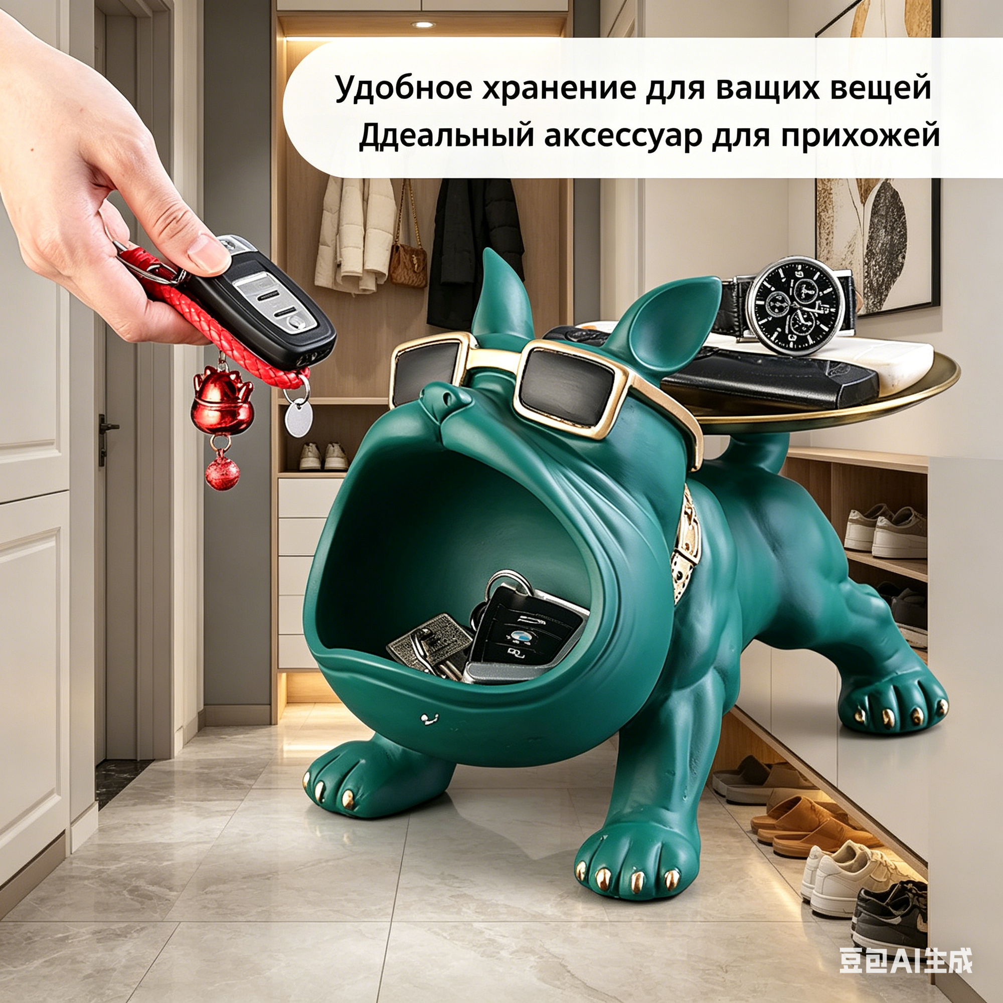 Модный высококачественный ящик для хранения, в форме французской бойцовой собаки, 30*17*19 см, зеленый