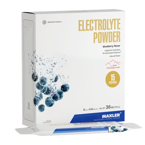 Электролиты Maxler Electrolyte Powder - Черника, 15х6,8 г - Поддержка электролитного баланс - Комплекс микроэлементов