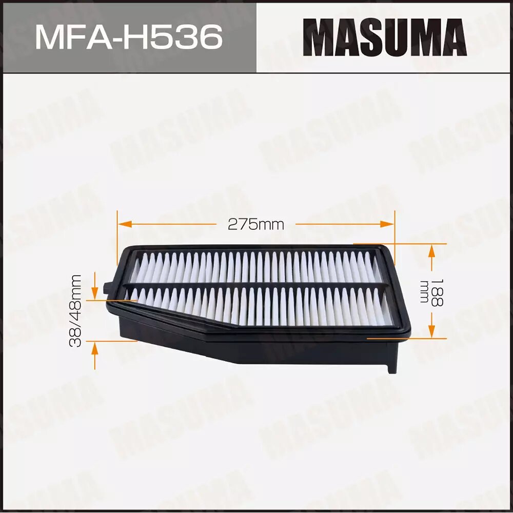 Фильтр воздушный длина W: 311 мм/ширина D: 247 мм Masuma с пропиткой маслом, MFA-H536