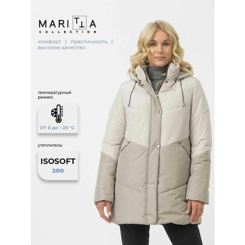 фото Куртка maritta осень-зима 2023, размер 46, белый/бежевый