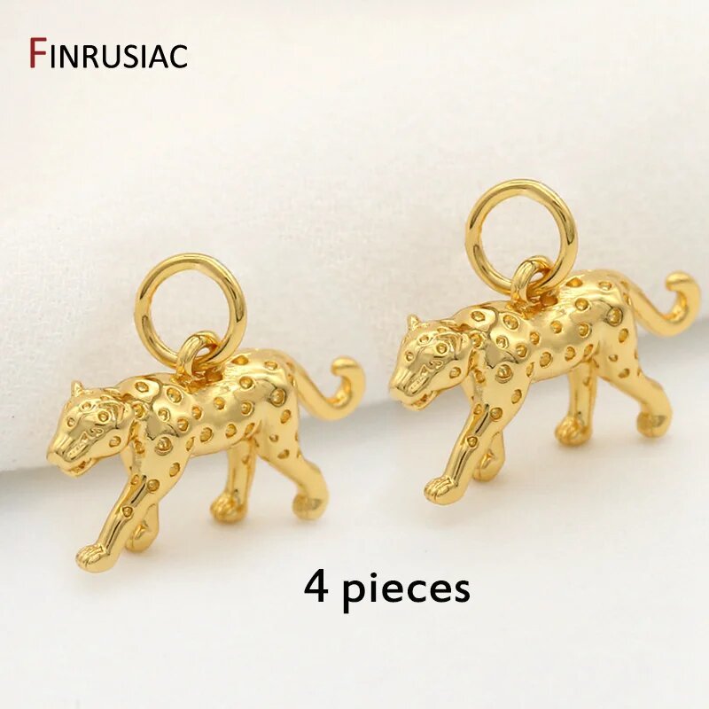 Шармы леопард, gold plated, 4шт