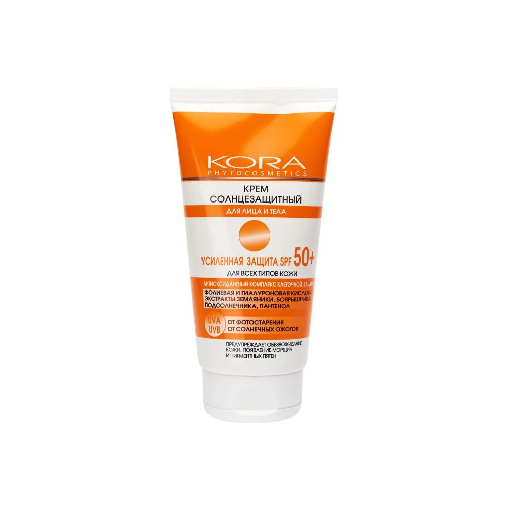 KORA Крем солнцезащитный для лица и тела усиленная защита SPF 50+ 150 мл.