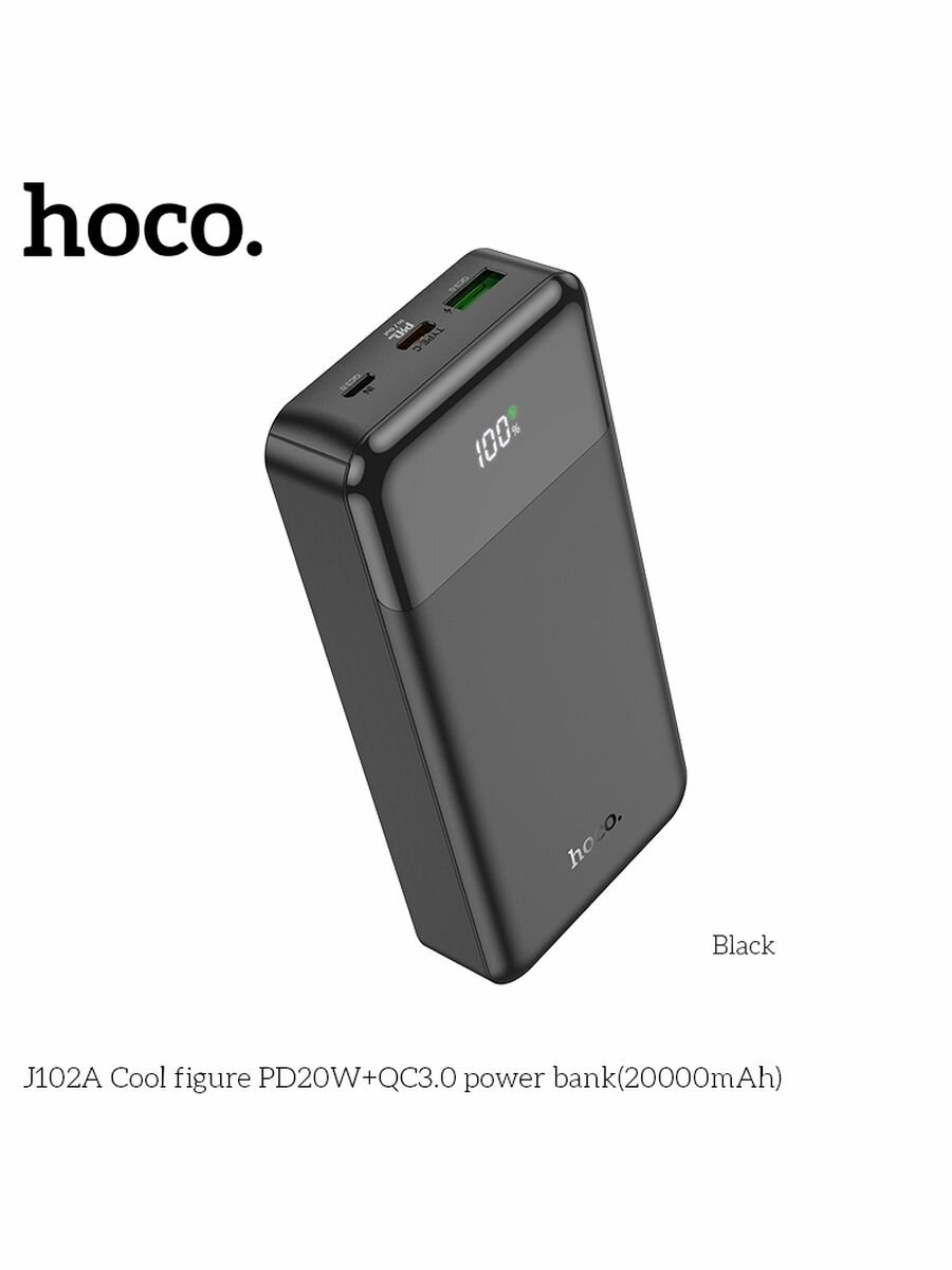 Аккумулятор внешний резервный HOCO J102A Cool figure 20000mAh (черный)