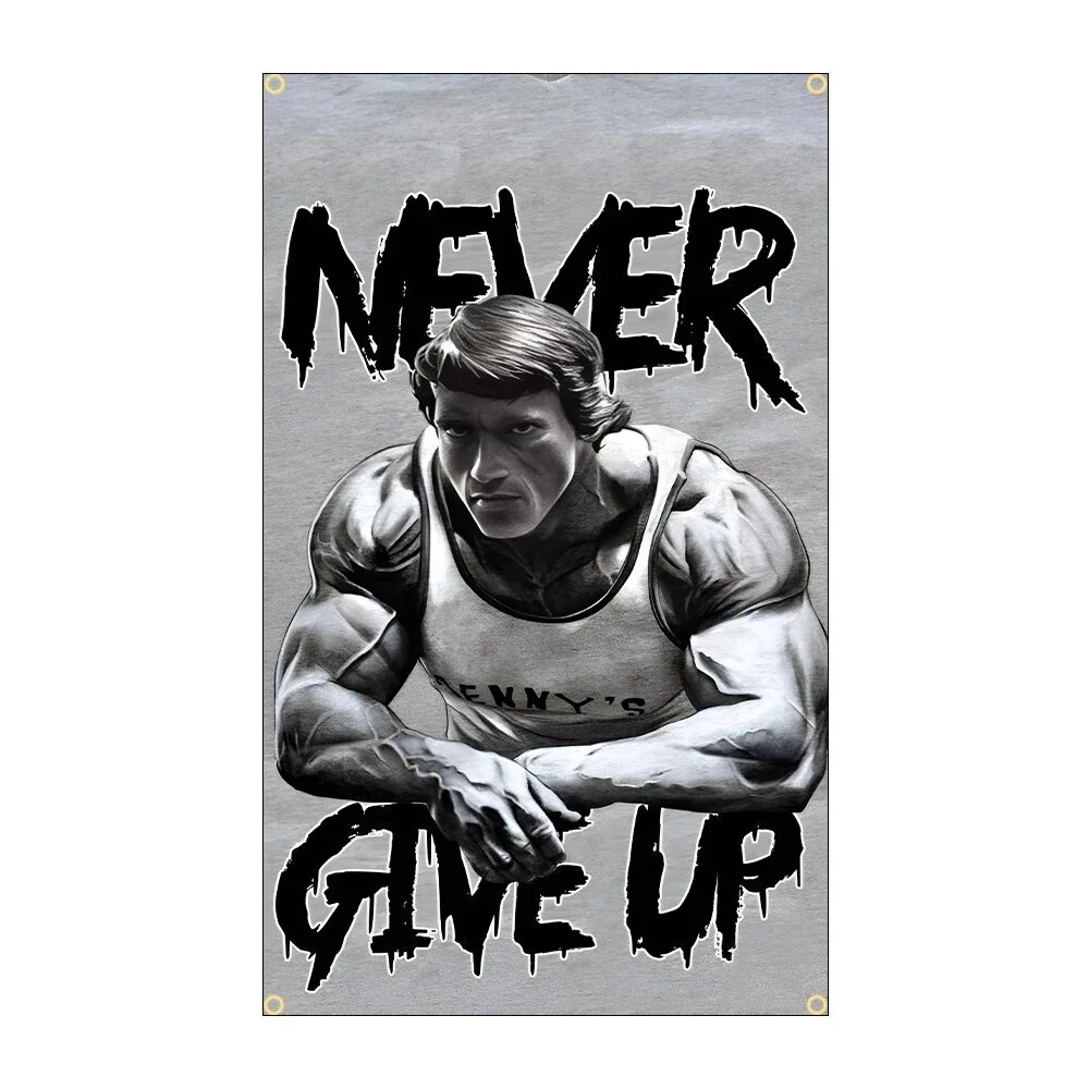 Флаг "Never Give Up" с Арнольдом, 90x150 см, цвет 4