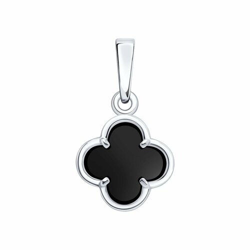 фото Подвеска diamant online, серебро, 925 проба, родирование, оникс, размер 1.8 см., черный