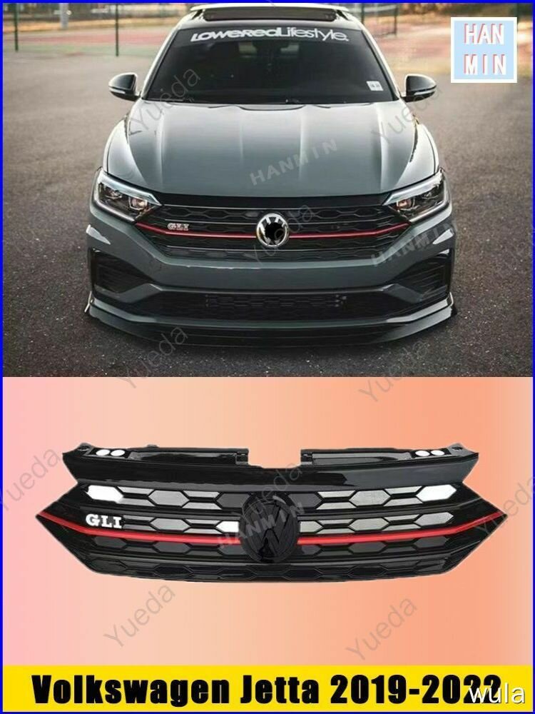 Решетка радиатора Volkswagen Jetta 2019-2022 с красной полосой и GLI, 1 шт, для гоночного стиля