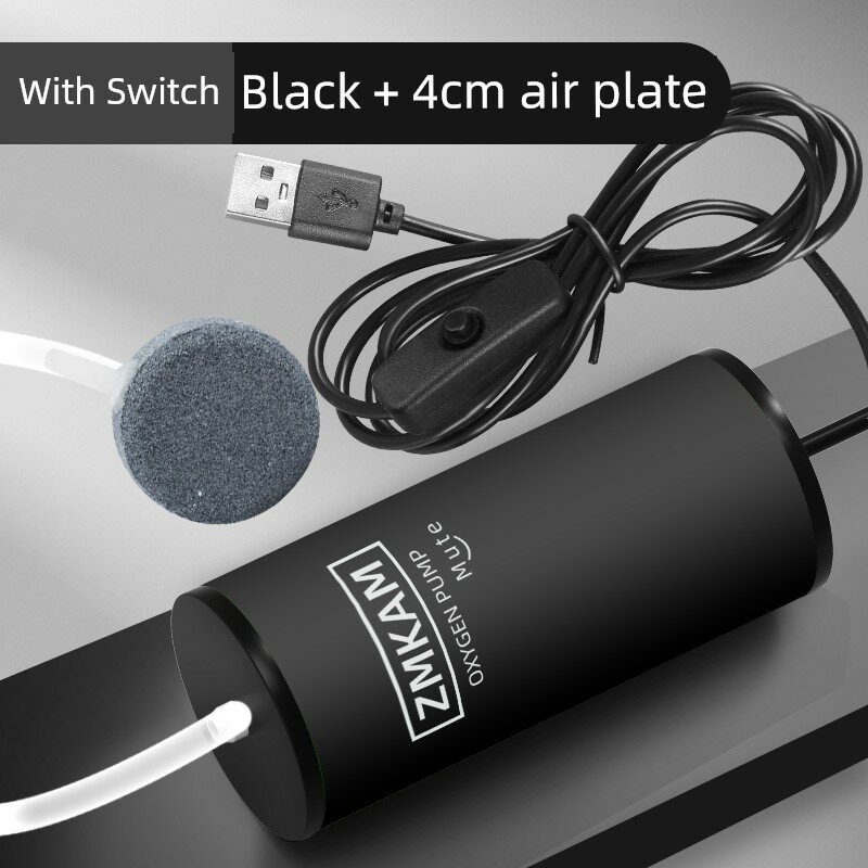 Улучшенный USB-тихий насос с переключателем и большим воздушным потоком для рыбалки, 4 см воздушный диск, черный
