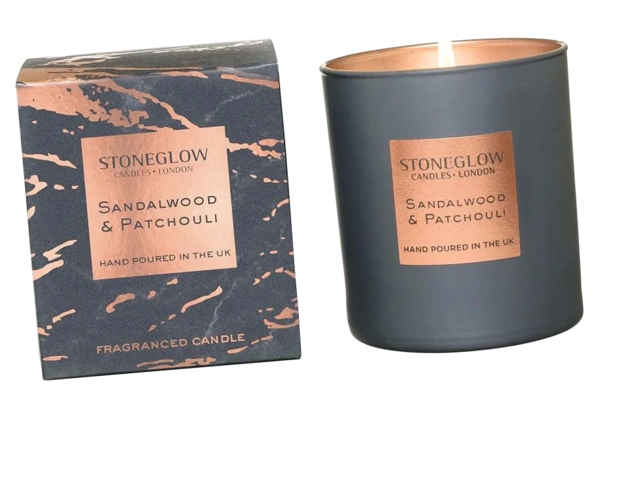 Стоунглоу Сандал Пачули - свеча для помещений 220 гр / Stoneglow Sandalwood and Patchouli