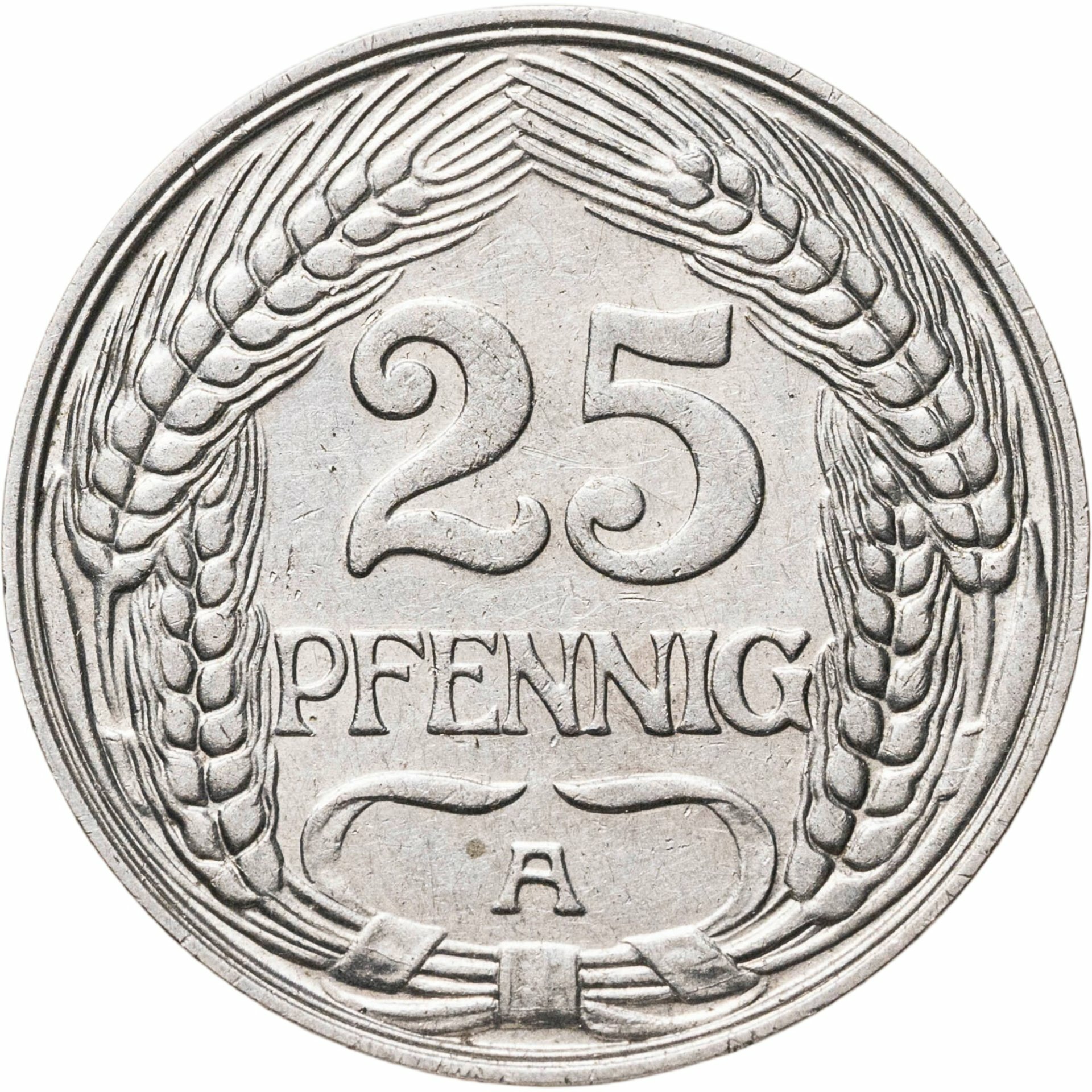 Германия 25 пфеннигов pfennig 1910 A, Никель, в сохранности XF-AU