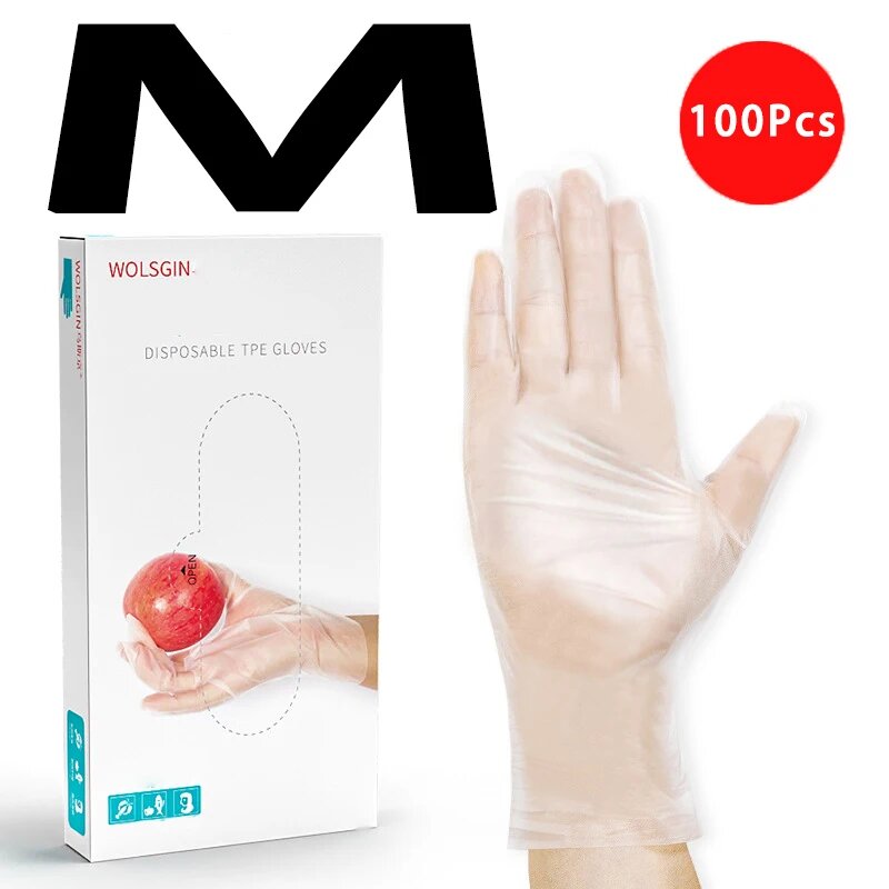 Одноразовые перчатки TPE, 100 шт, M