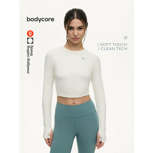 фото Лонгслив спортивный bodycore из ткани soft touch с антибактериальной пропиткой, размер l, , молочный