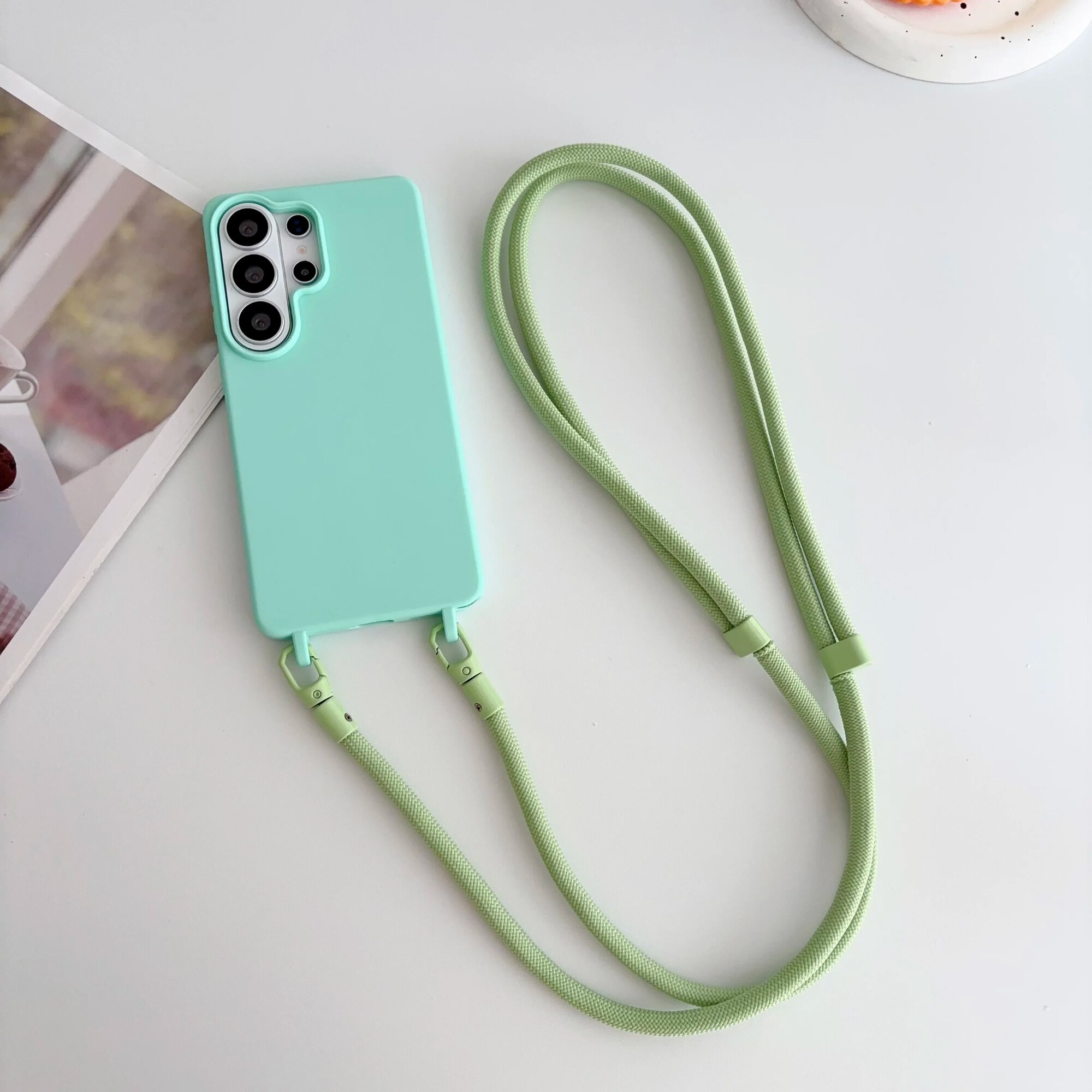 Чехол на шнурке Samsung Galaxy A07, Cyan