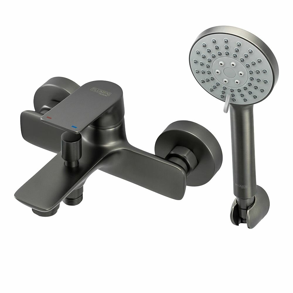 Смеситель для ванны FLUMEN DESIGN Orlean с набором для душа графит
