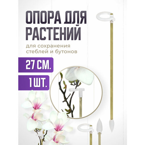 фото Опора для растений с кольцом, колышки садовые для рассады, для орхидей , комнатных цветов 27 см -1 шт агромадана