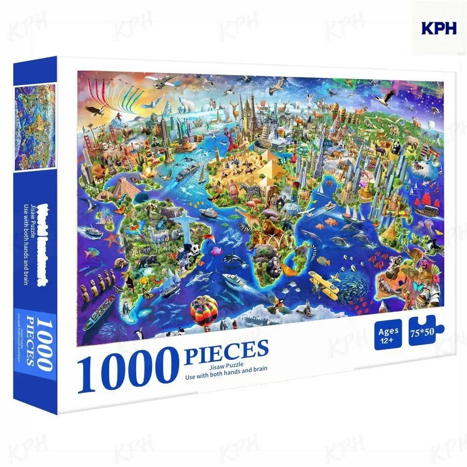 Мировые достопримечательности Пазл 1000 деталей Развивающая игрушка для детей и взрослых Подарок