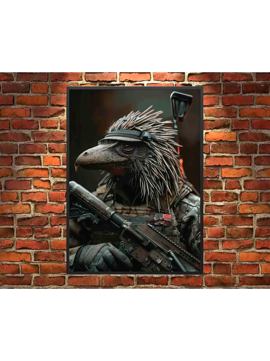 Дикобраз-животное-солдат 1, Плакат 30x42см