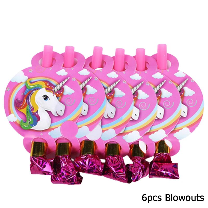 Одноразовая посуда для детского дня рождения "Единорог и Радуга" 6pcs Blowings