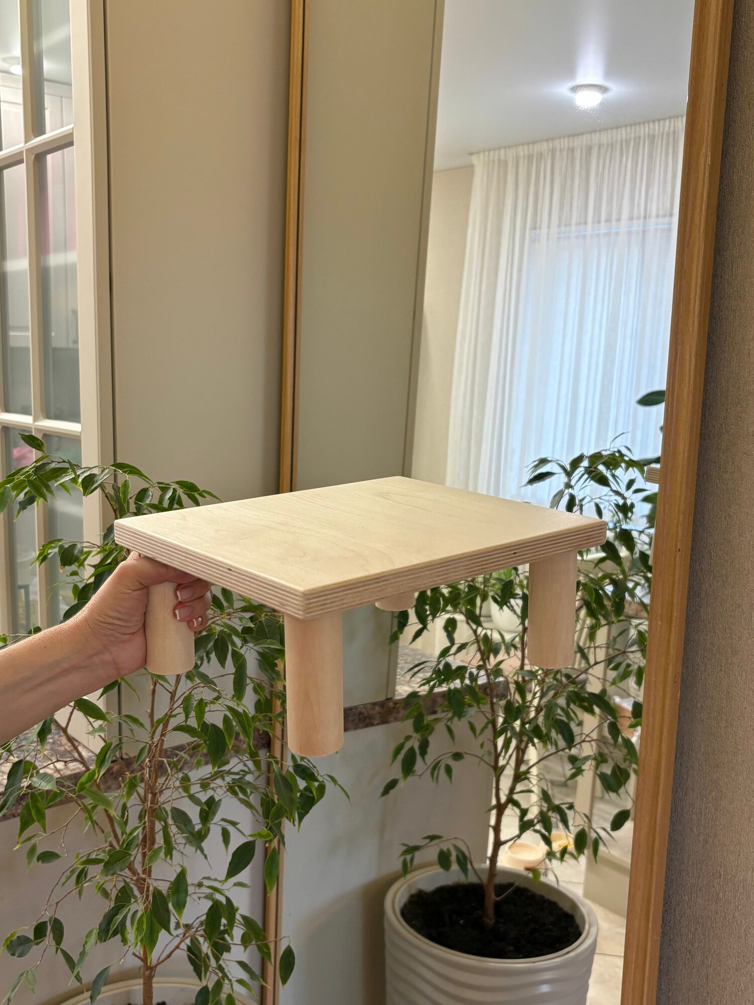 Табурет стремянка подставка под ноги, дерево, до 160 кг, 30*25*12 см, некрашеная