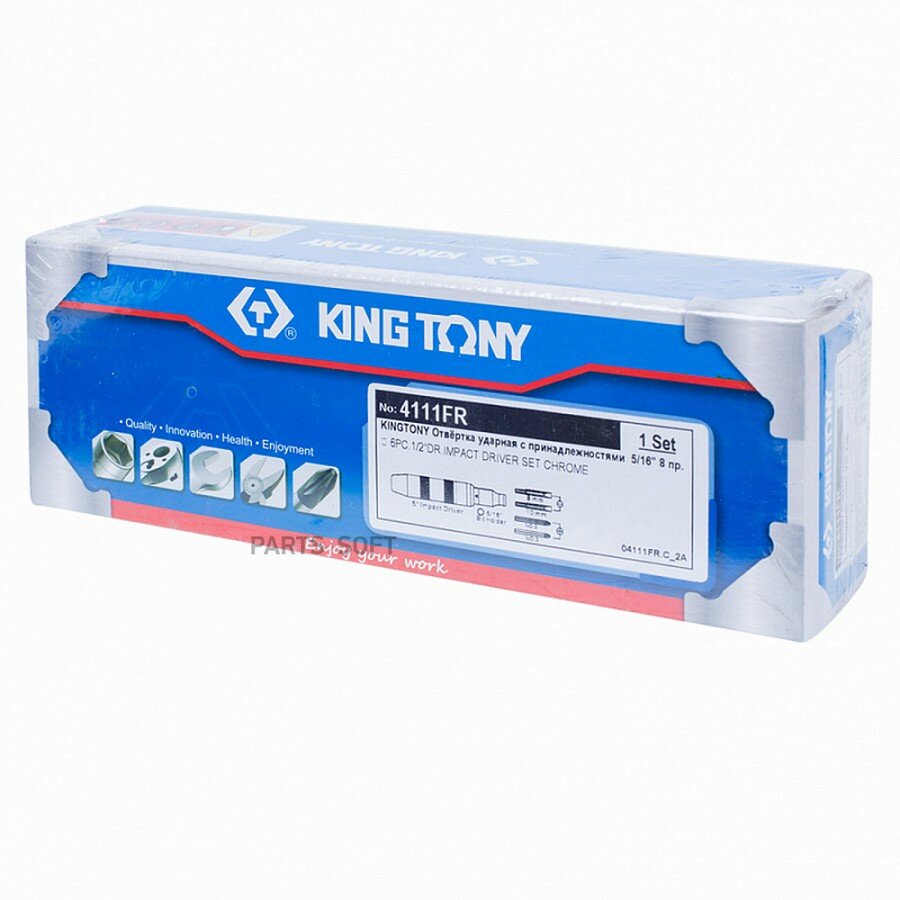 KING TONY Отвертка ударная с принадлежностями 5/16, 6 предметов от официального дистрибьютора, KING TONY, артикул 4111FR