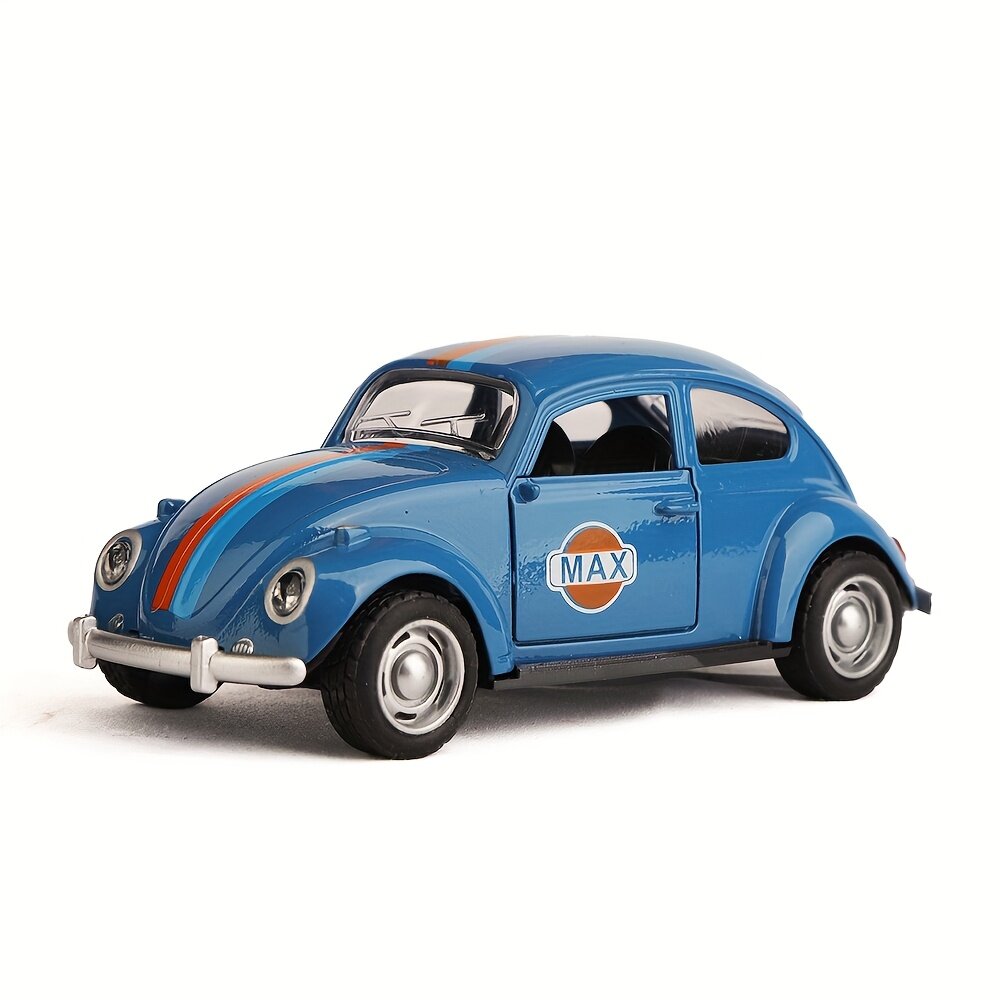 Модель автомобиля Volkswagen Beetle в стиле граффити, 1:36, синего цвета, игрушка на тяге