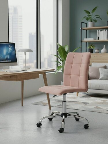 Изображение товара Кресло компьютерное TetChair розовое, велюр, без подлокотников, максимальная нагрузка 100 кг