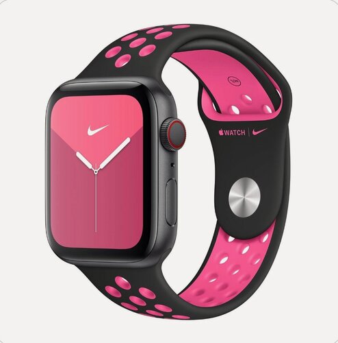 Изображение товара Ремешки Apple Watch Black/Pink Blast Nike Sport Band 38/40/41/42mm S/M/L MWU72FE/A (Original)