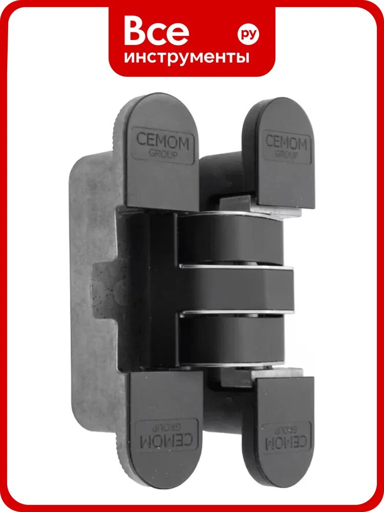 Дверная скрытая петля Cemom Moatti универсальная, 3D, 120x27 мм, 60 кг, черный CEM0027.06/MP