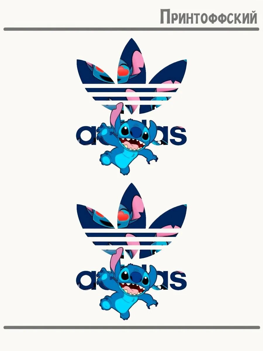 2-е (Две) Термонаклейки антиadidas стич мультфильм