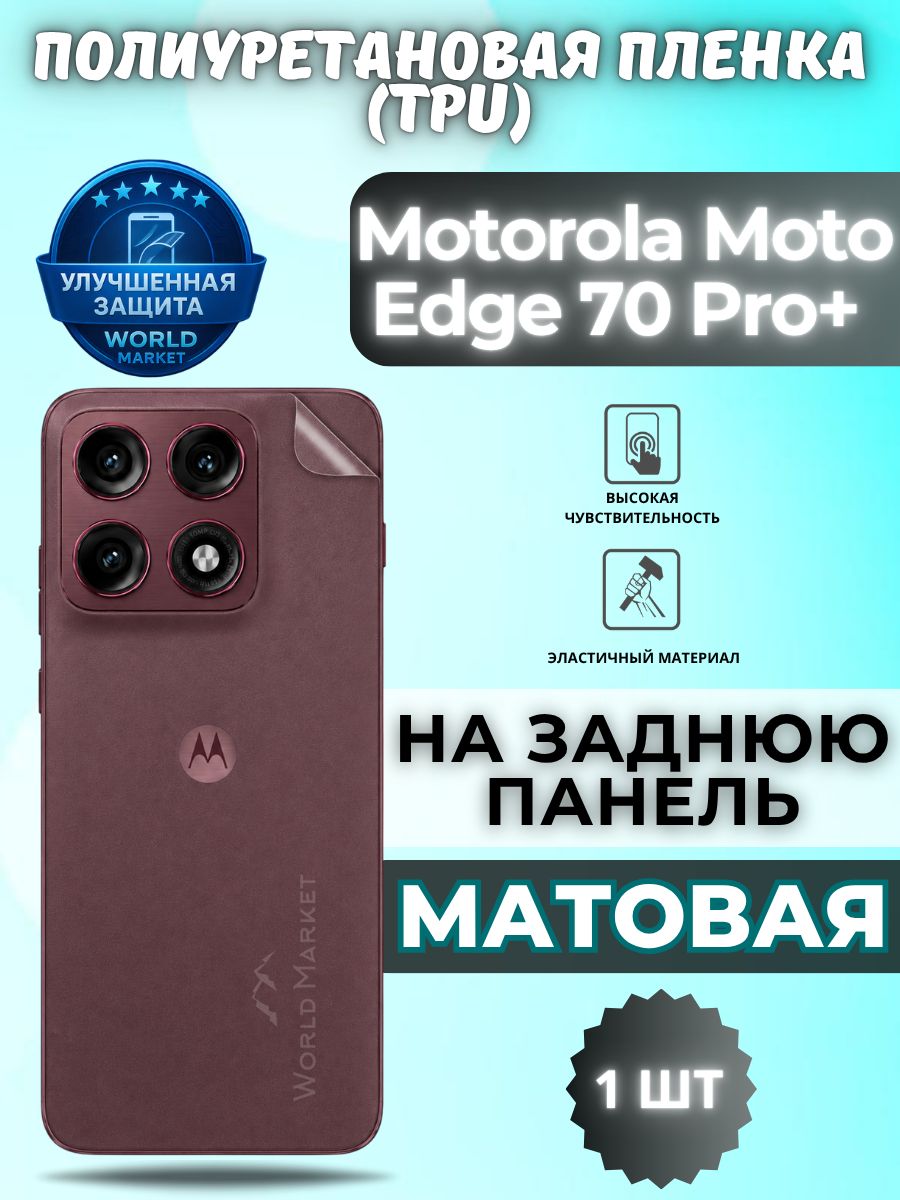 Гидрогелевая полиуретановая пленка для Motorola Moto Edge 70 Pro+ / матовая на заднюю панель / защита с эффектом восстановления на Моторола мото эйдж 70 про плюс