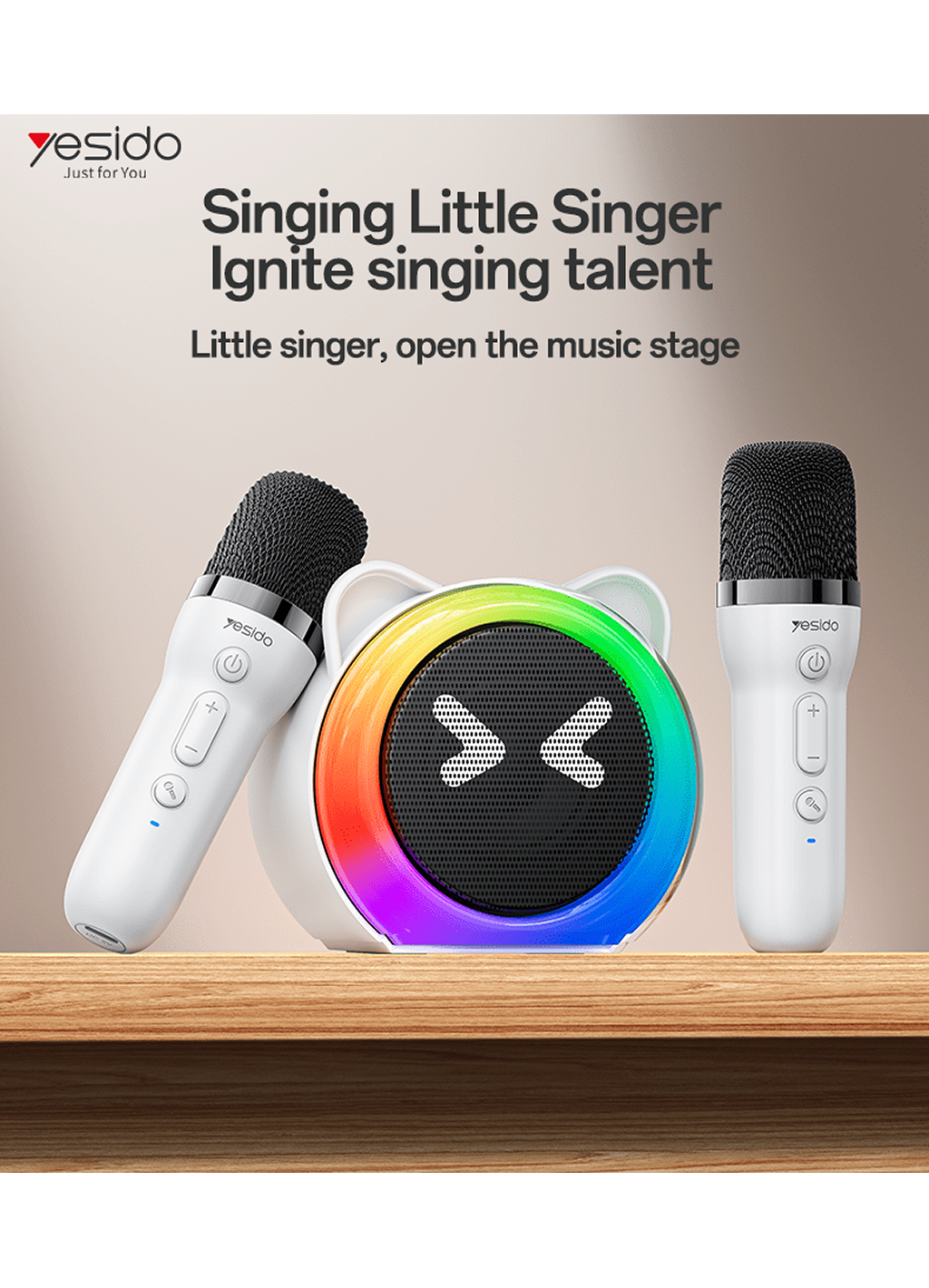 Караоке-колонка Yesido YSW36, с LED-подсветкой, двумя микрофонами, USB/TF/AUX