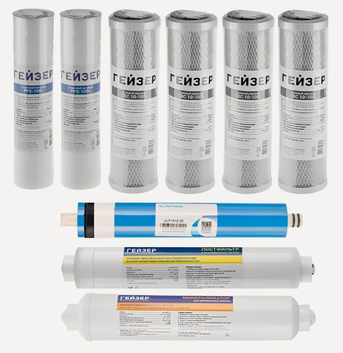 Изображение товара Комплект картриджей для систем обратного осмоса с минерализацией на год (9 предметов)