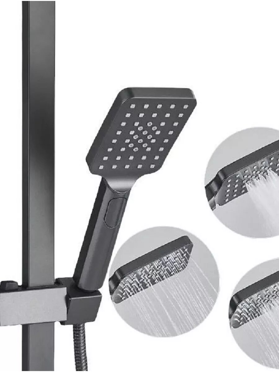 Душевая лейка TH30Y OUTE ABS пластик 2-х режимная, титан