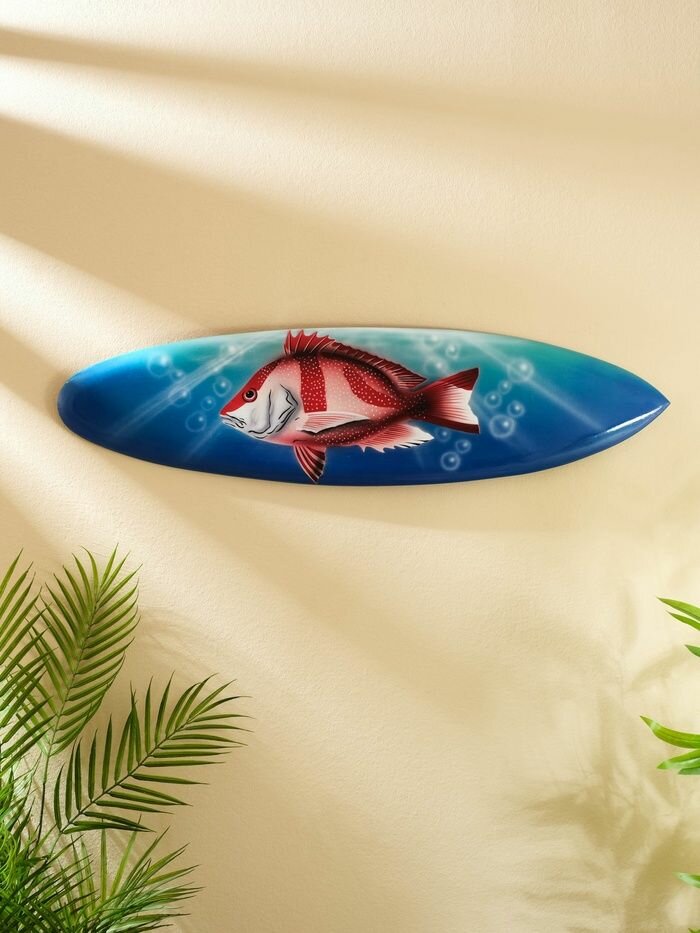 Панно Доска для сёрфа Рыбка , дерево, 80 21 см