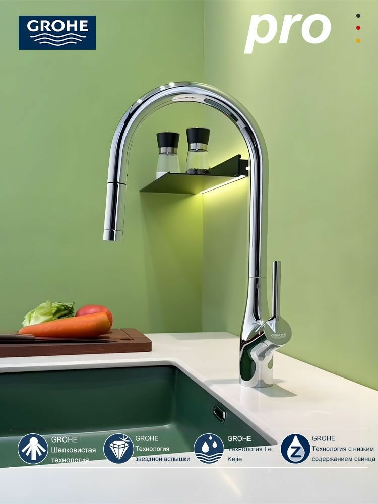 GROHE Новый выдвижной кухонный смеситель Pro